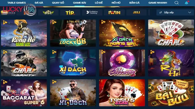 Sảnh Game bài với nhiều trò chơi ăn khách